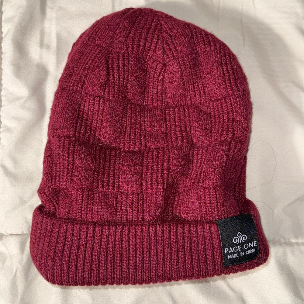 Pace One Fleece Lined Burgundy Beanie